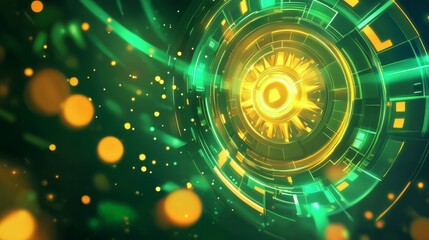 Obraz premium Dynamic background by green with yellow flashes. 
