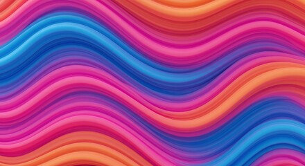 Fototapeta premium Abstract Wavy Lines: A dynamic pattern of vibrant, undulating lines in shades of blue, pink, orange, and purple. This abstract background features a sense of movement and energy.