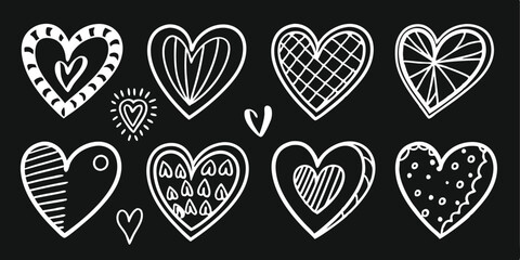 Black and white abstract heart shapes in artistic designs