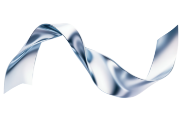 flowing ribbon in monochromatic silver with reflective surfaces