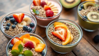 Delicious and Colorful Fruit Smoothies Bowls