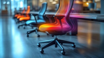 Innovative Ergonomic Office Chair Design with Heat Map Visualization in Modern Workspace