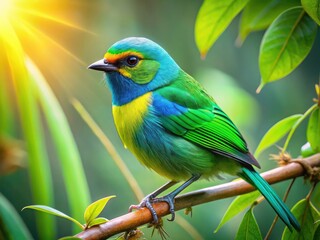 Obraz premium Stunning Emerald Tanager (Chlorophonia Cyanea) images: wildlife photography at its finest. High-resolution stock.