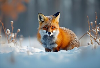 Fototapeta premium red fox in the snow
