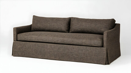 Modern brown fabric sofa, studio shot, neutral background, home decor catalog