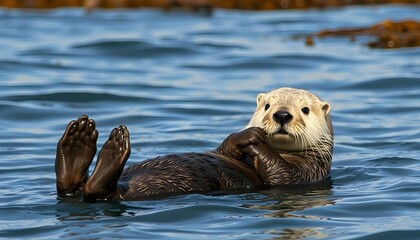 Fototapeta premium A view of an Otter in the water