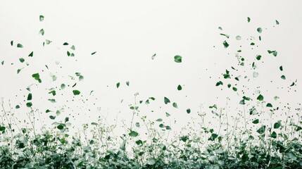 Obraz premium Falling Green Leaves Creating Artistic Natural Background Texture