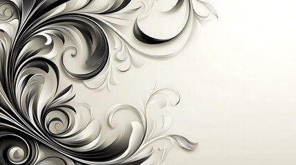Fototapeta premium Elegant grayscale paper swirls floral design artwork