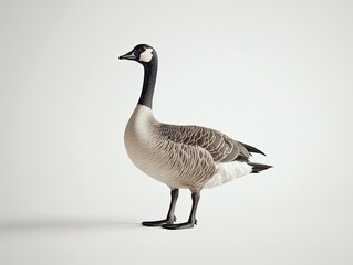 Canada goose profile, white background, studio shot, wildlife.