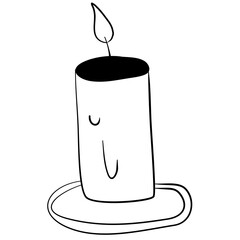 Outline Candle in a candlestick thanksgiving 