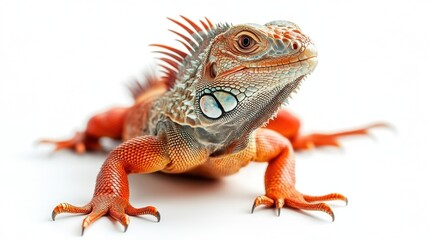 Naklejka premium Colorful Iguana with Spines on White Background Emphasizing Detail