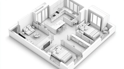 Modern Open Concept Floor Plan Featuring Living Space and Bedrooms