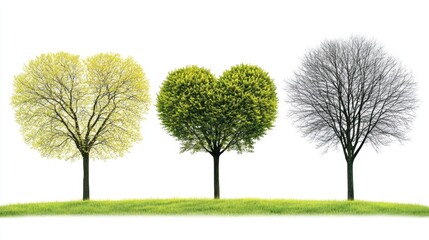 Fototapeta premium Trees in Different Seasons Displaying Unique Color and Texture Changes