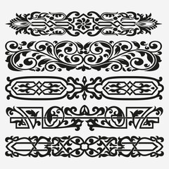 A black and white collection of decorative designs
