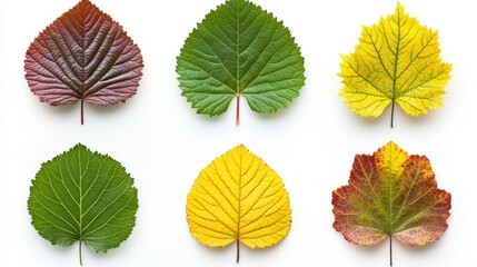 Obraz premium Colorful Variety of Nature Leaves on White Background for Display