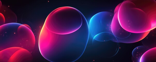 Neon Glowing Geometric Shapes on Dark Background