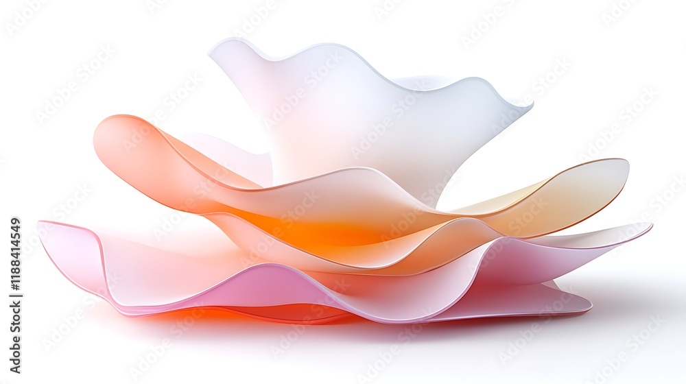 Wall mural Abstract Wave Design   D Render  Pastel Colors  Fluid Forms  Modern Art