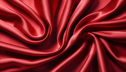 Obraz premium Deep red silk fabric texture with elegant folds and rich flowing design.