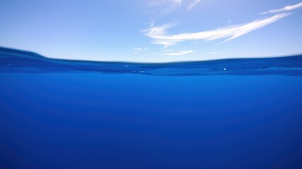 Fototapeta premium Beautiful gradient ocean water with clear sky and gentle waves