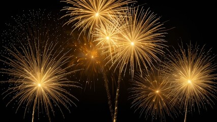 Firework border background, gold fireworks frame with stars and sparkles, firework banner