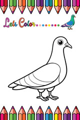 Adorable Pigeon Coloring Page for Kids - Fun and Printable Cartoon Bird Outline for Creative Learning