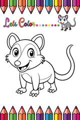 Adorable Possum Coloring Page for Kids - Fun and Printable Cartoon Animal Outline for Creative Learning