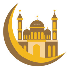 Eid Al-fitr Mosque with Moon Icon Illustration