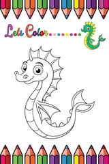 Adorable Sea Dragon Coloring Page for Kids - Fun and Printable Cartoon Marine Creature Outline for Learning