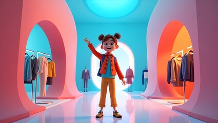 A picture of little girl has been rendered into a trendy cartoon character with the help of artificial intelligence