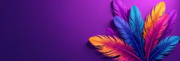 Obraz premium The bright magenta background with feathers is perfect for Mardi Gras holiday decorations. Mardi Gras Carnival