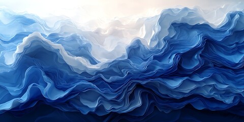 Obraz premium Abstract blue waves, digital art, background