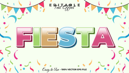 Fiesta editable text style effect, celebration 3D text style theme.