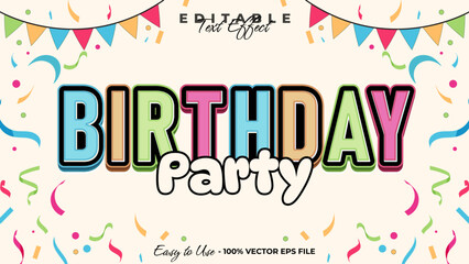 Birthday party editable text style effect, celebration 3D text style theme.