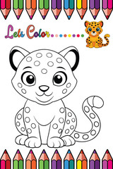Adorable Cheetah Coloring Page for Kids - Fun and Printable Cartoon Animal Outline for Creative Learning