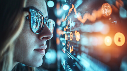 Ai generates cryptocurrency insights diverse team analyzing virtual data interface in technology environment