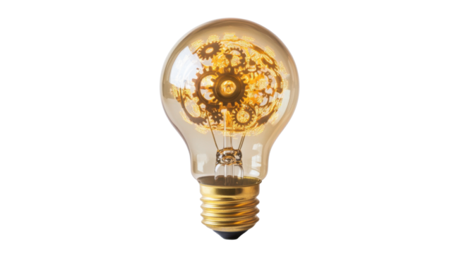 Light bulb with gears isolated on white background 