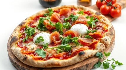 Burrata Pizza with Prosciutto & Arugula - Gourmet Italian Feast