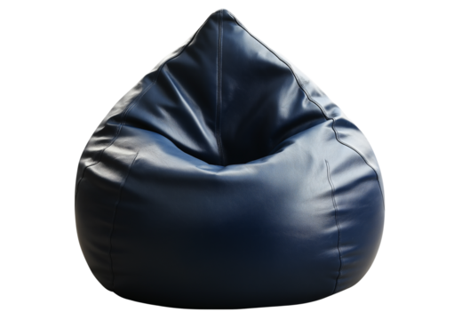 isolated on a transparent background1 - leather bean bag chair, dark blue, transparent background, PNG image 