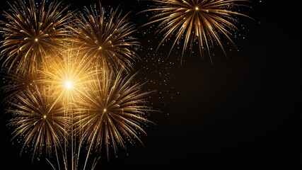 Naklejka premium Firework border background, gold fireworks frame with stars and sparkles, firework banner