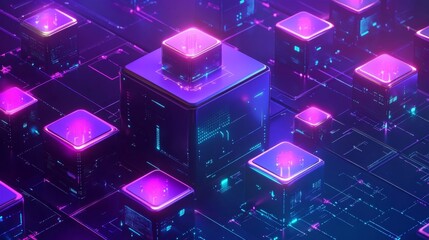Obraz premium Abstract technology big data background concept featuring 3d visualization of artificial intelligence systems, data transfer, cybersecurity solutions, blockchain networks, and advanced data storage re