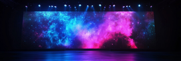 Display technology of the LED screen of colorful. LED screen shows in the work. Concert and party stage