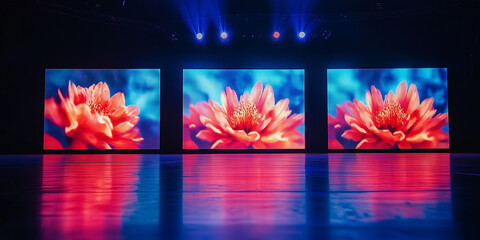 Display technology of the LED screen of colorful. LED screen shows in the work. Concert and party stage