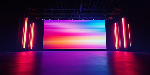Display technology of the LED screen of colorful. LED screen shows in the work. Concert and party stage