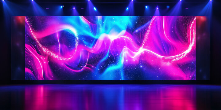 Display technology of the LED screen of colorful. LED screen shows in the work. Concert and party stage
