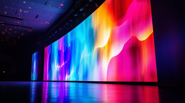 Display technology of the LED screen of colorful. LED screen shows in the work. Concert and party stage