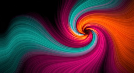 Obraz premium Abstract Vortex of Color: A mesmerizing swirl of vibrant teal, orange, and magenta hues creates a dynamic and captivating abstract artwork, perfect for adding a splash of energy to any design project.