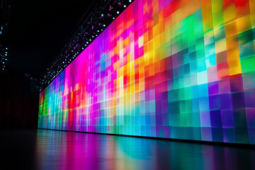 Large led projection screens. Colorful abstract background. Light show on the stage.	