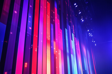 Large led projection screens. Colorful abstract background. Light show on the stage.	