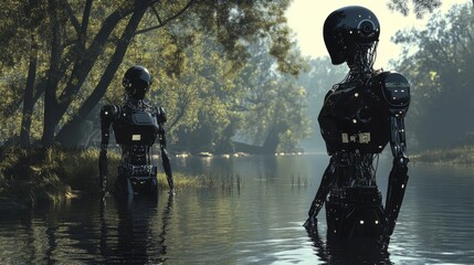 Advanced artificial intelligence concept illustrating future technological singularity with deep learning algorithms, highlighting machine learning innovations, neural network systems, and high-tech d