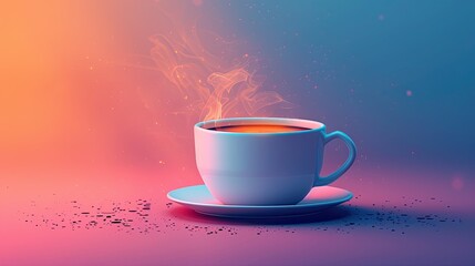 Fototapeta premium A Cup of Joy: Starting the workday with your favorite drink